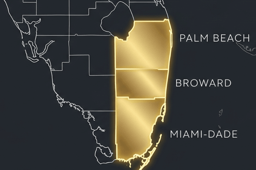 Map of South Florida highlighting PONUS service counties